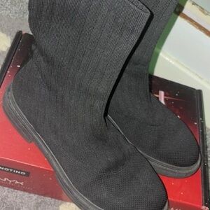 Black Knit Ankle Booties - Unbranded